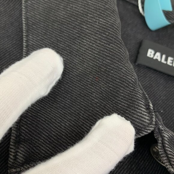 Balenciaga Black Cotton-Blend Denim Jacket Single-Breasted Long Sleeves Lapel Co - Picture 5 of 10